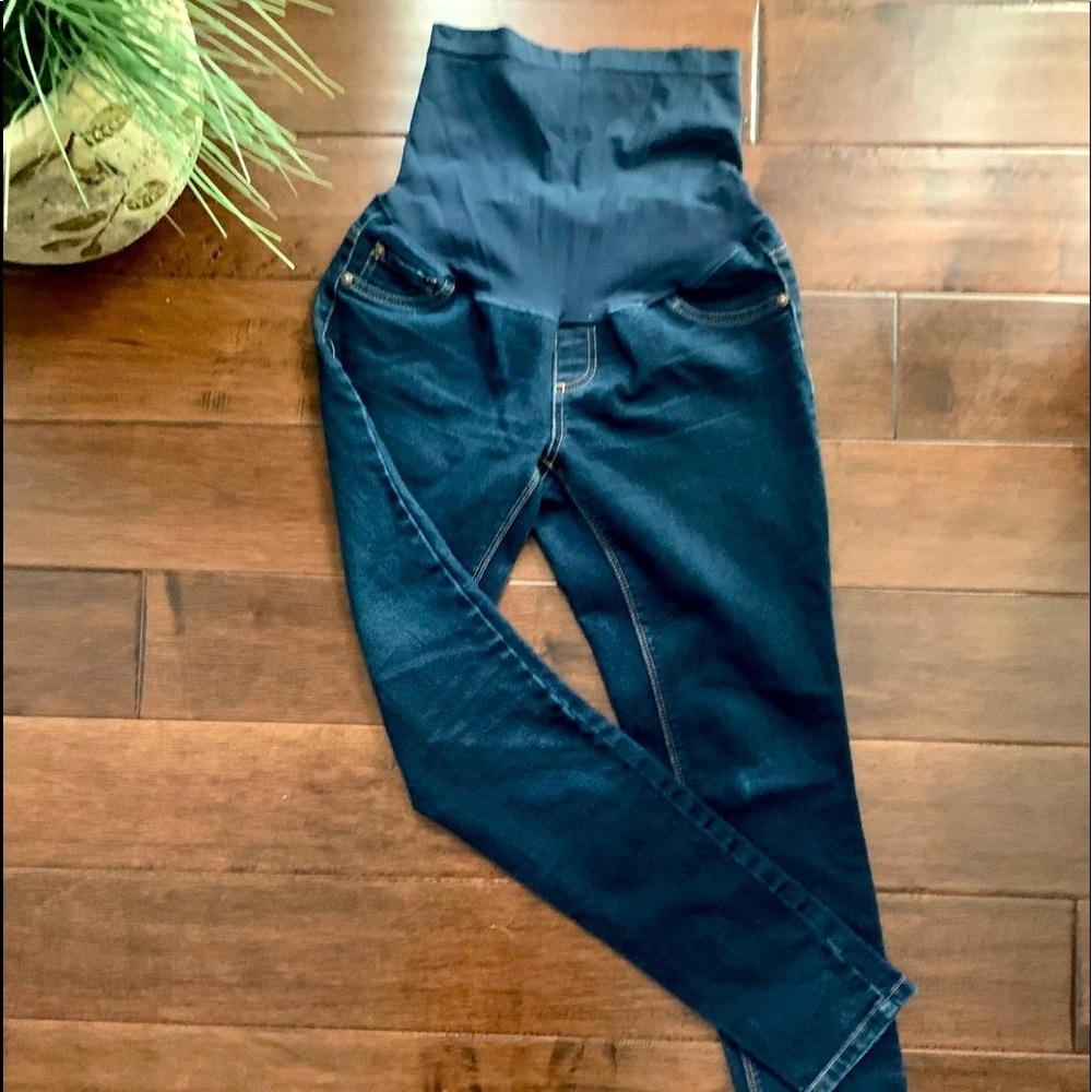 Indigo blue dark blue maternity skinny jeans